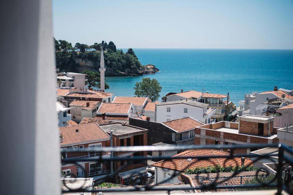 Sea and Old Town view from a balcony at Hotel NOBEL Ulcinj